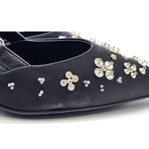 Louis Vuitton Blossom Slingback Heels Satin Crystals Black EU 36 US 5.5 - NWB - Picture 8 of 8